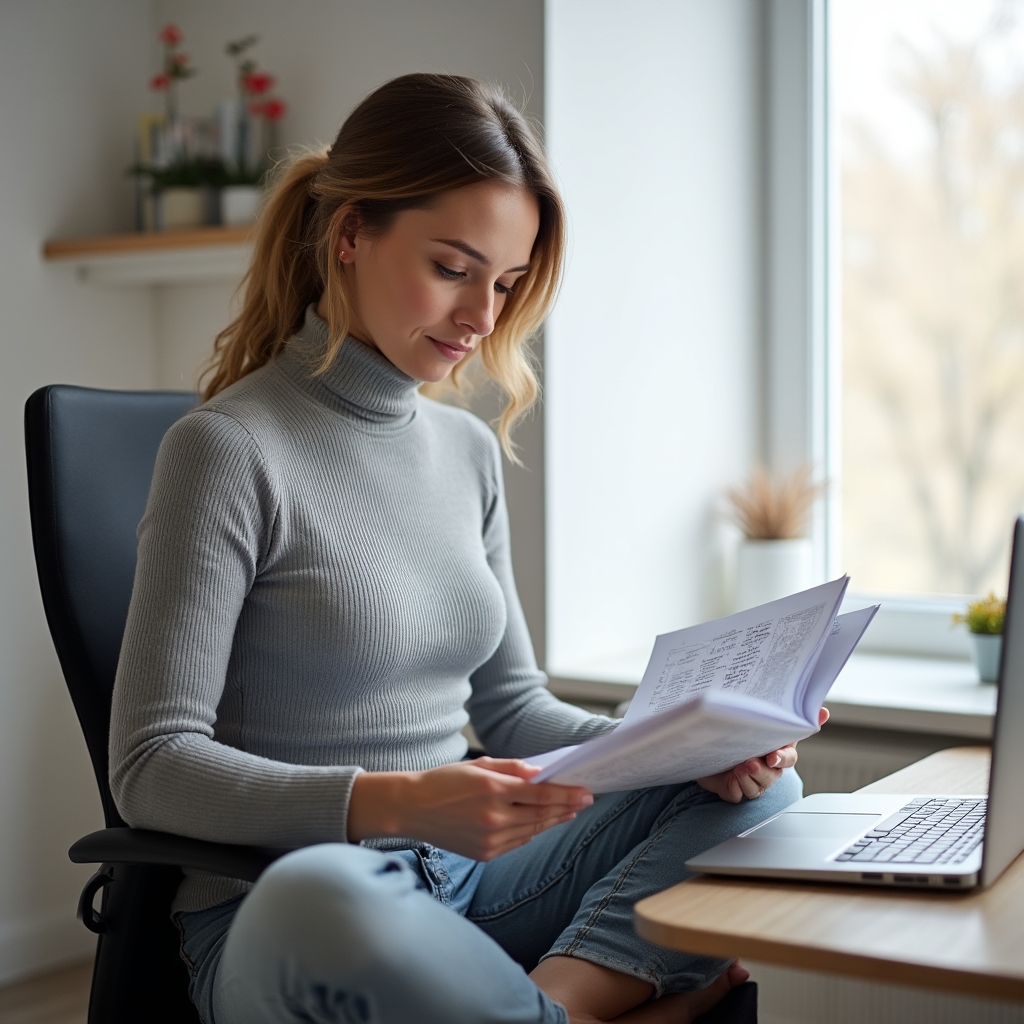 Persona trabajando de forma individual en su formación de escritura profesional