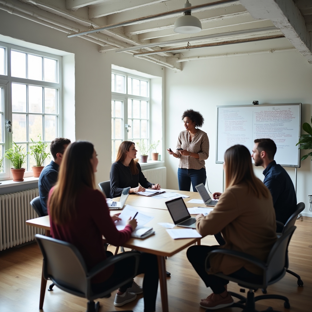 Sesión de formación en escritura profesional con grupo de participantes